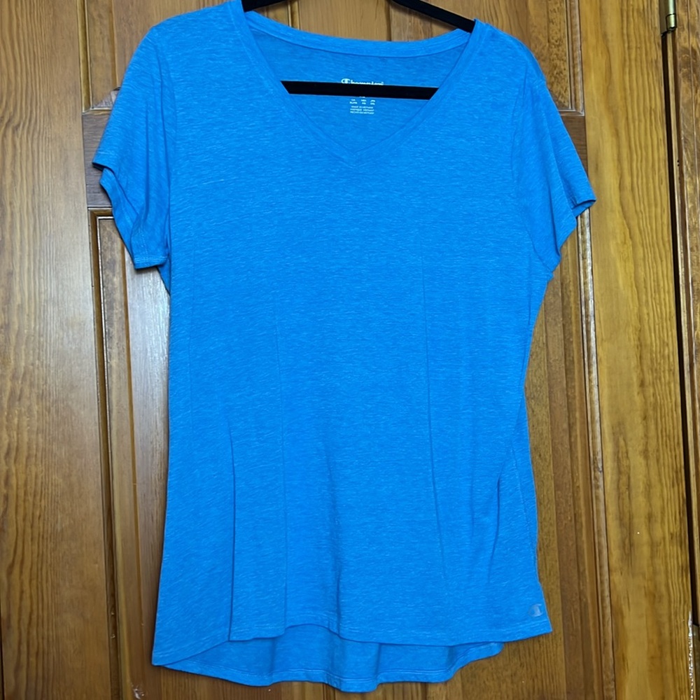 Women’s Champion Authentic Blue Size XL Cotton Short-Sleeve Workout Tee